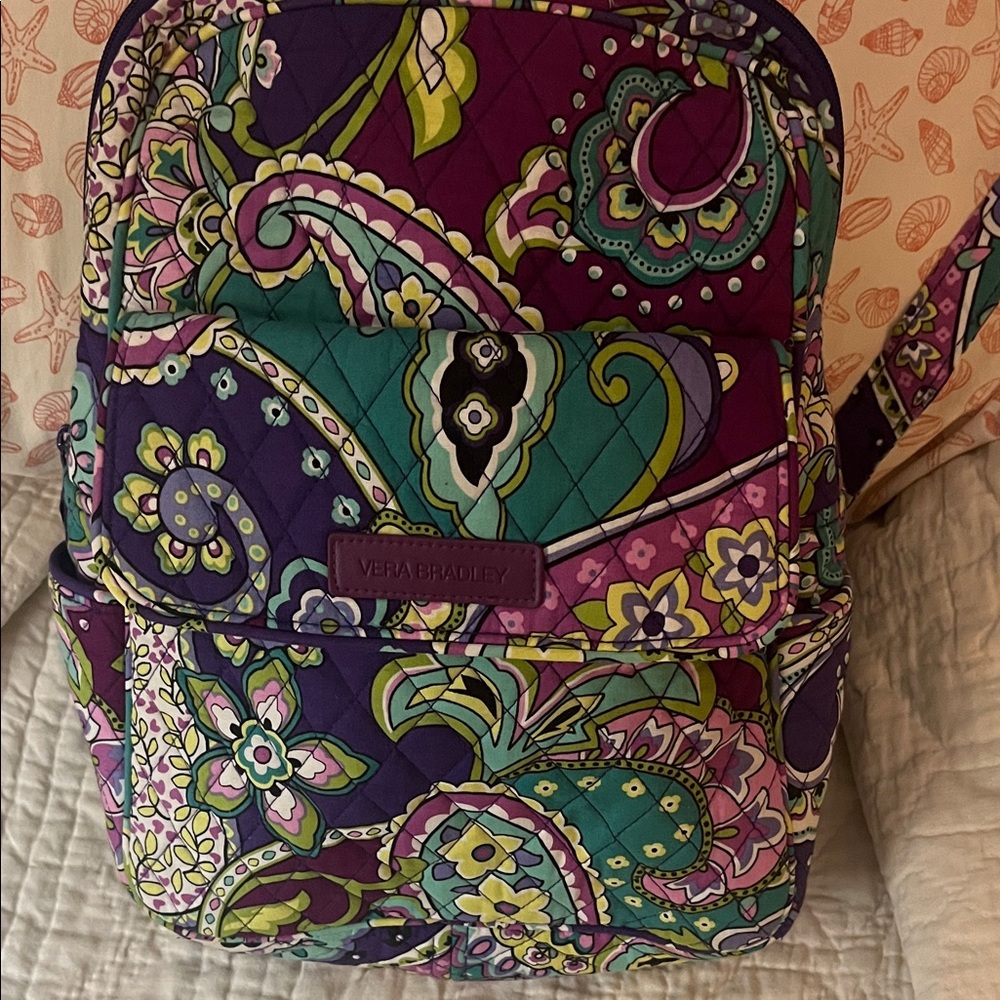 Vera Bradley Purple and Green Paisley Backpack